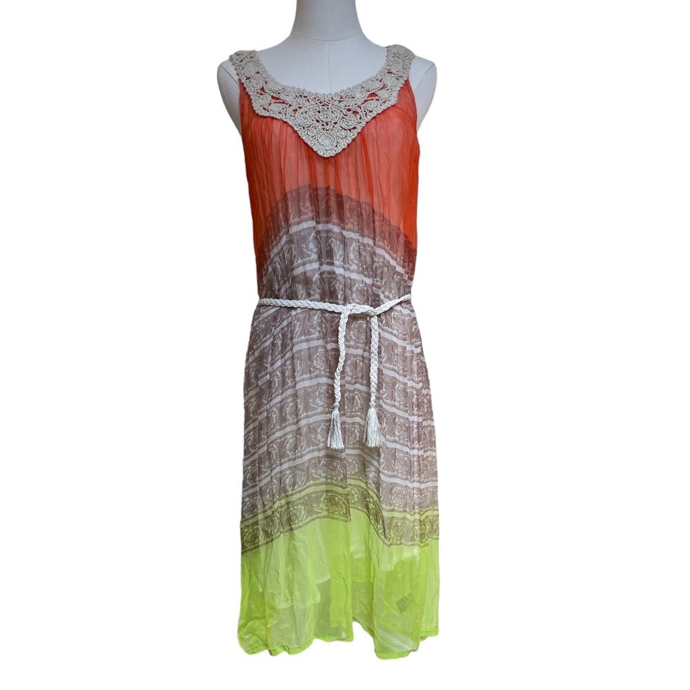 BOEMO Midi Dress Sz Small Multicolor Sleeveless Boho Chic Summer Sundress NWT